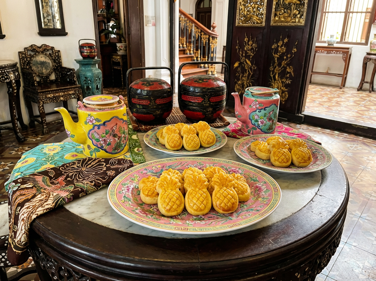 Yin's Nyonya Bites pineapple tarts with fresh pineapples