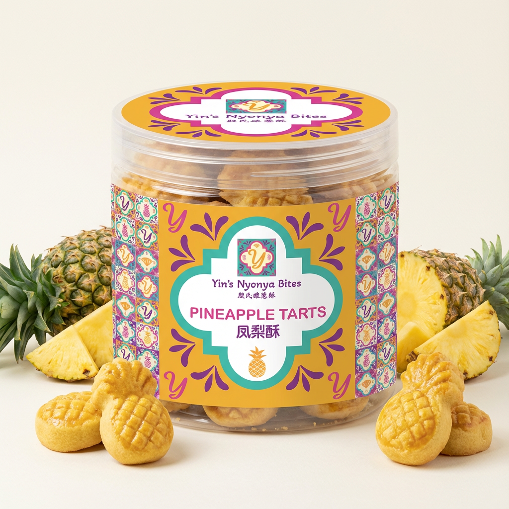 Yin's Nyonya Bites pineapple tarts with fresh pineapples